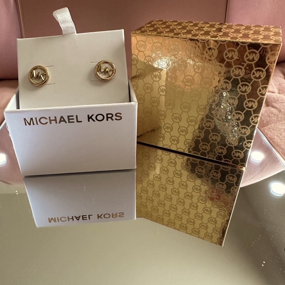 Michael Kors Gold Logo Stud Earrings